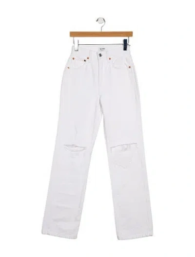 Pre-owned Re/done Mid-rise Straight Leg Jeans In Blue