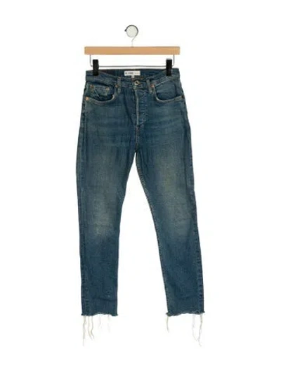 Pre-owned Re/done Mid-rise Straight Leg Jeans In Blue