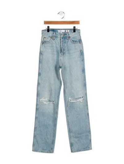 Pre-owned Re/done Mid-rise Straight Leg Jeans In Blue