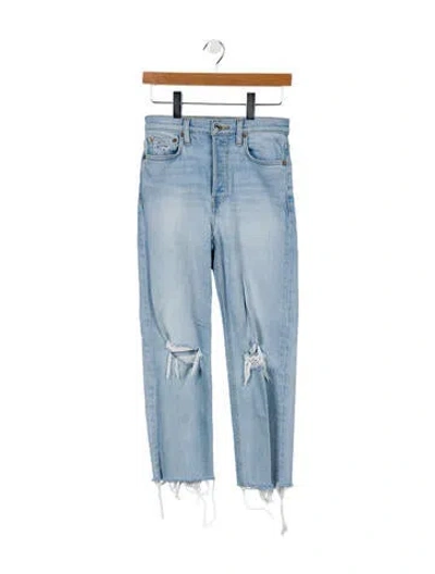 Pre-owned Re/done Mid-rise Straight Leg Jeans In Blue