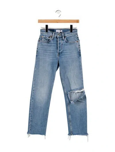 Pre-owned Re/done Mid-rise Straight Leg Jeans In Blue