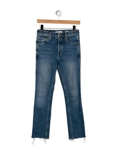 Pre-owned Re/done Mid-rise Straight Leg Jeans In Blue