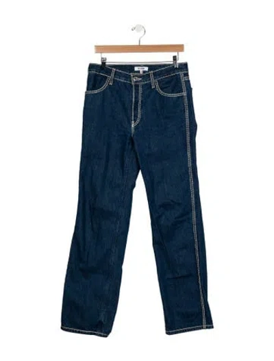 Pre-owned Re/done Mid-rise Straight Leg Jeans In Blue