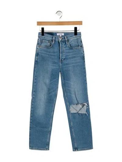 Pre-owned Re/done Mid-rise Straight Leg Jeans In Blue