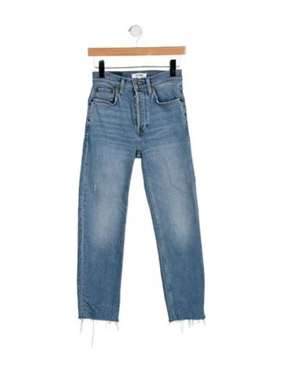 Pre-owned Re/done Mid-rise Straight Leg Jeans In Blue
