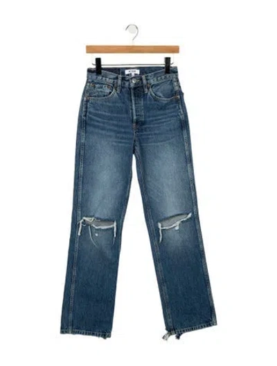 Pre-owned Re/done Mid-rise Straight Leg Jeans In Blue