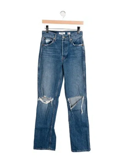 Pre-owned Re/done Mid-rise Straight Leg Jeans In Blue