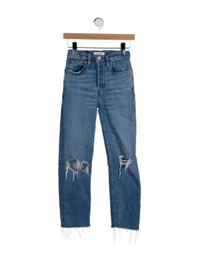 Pre-owned Re/done Mid-rise Straight Leg Jeans In Blue