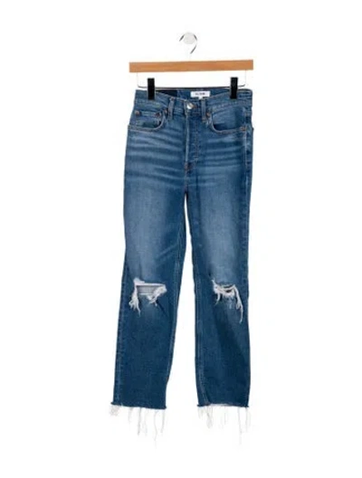 Pre-owned Re/done Mid-rise Straight Leg Jeans In Blue