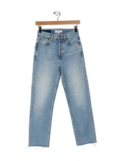 Pre-owned Re/done Mid-rise Straight Leg Jeans In Blue