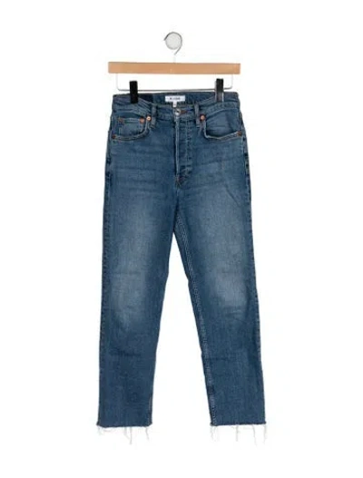 Pre-owned Re/done Mid-rise Straight Leg Jeans In Blue