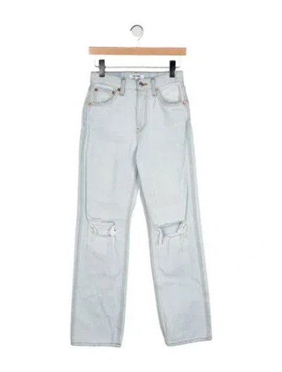 Pre-owned Re/done Mid-rise Straight Leg Jeans In Blue