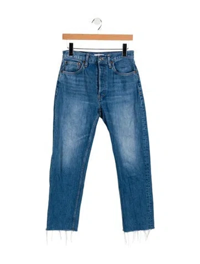 Pre-owned Re/done Mid-rise Straight Leg Jeans In Blue