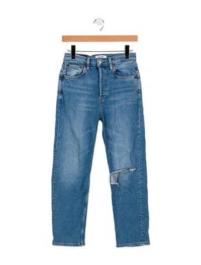 Pre-owned Re/done Mid-rise Straight Leg Jeans In Blue