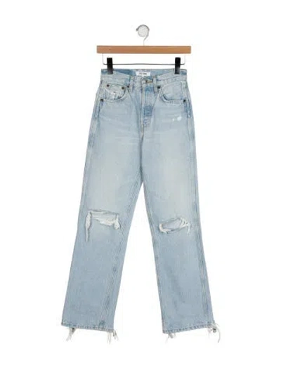 Pre-owned Re/done Mid-rise Straight Leg Jeans In Blue