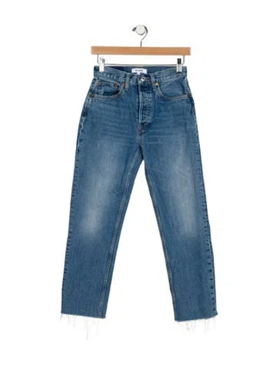 Pre-owned Re/done Mid-rise Straight Leg Jeans In Blue