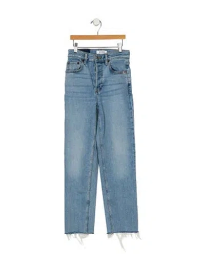 Pre-owned Re/done Mid-rise Straight Leg Jeans In Blue