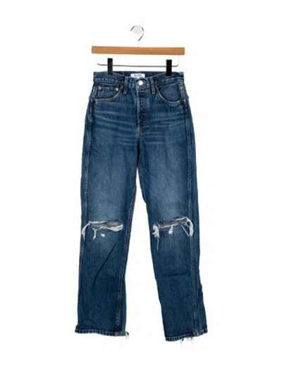 Pre-owned Re/done Mid-rise Straight Leg Jeans In Blue