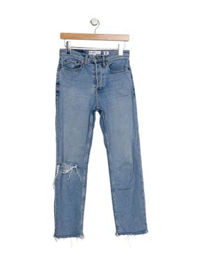 Pre-owned Re/done Mid-rise Straight Leg Jeans In Blue