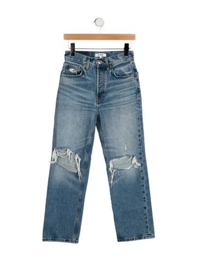 Pre-owned Re/done Mid-rise Straight Leg Jeans In Blue