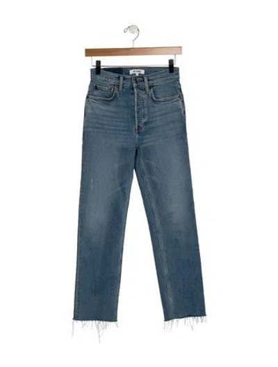 Pre-owned Re/done Mid-rise Straight Leg Jeans In Blue