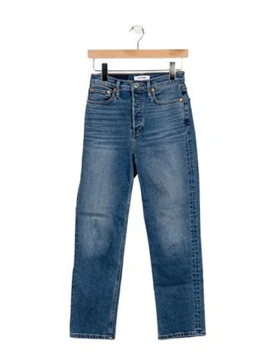 Pre-owned Re/done Mid-rise Straight Leg Jeans In Blue