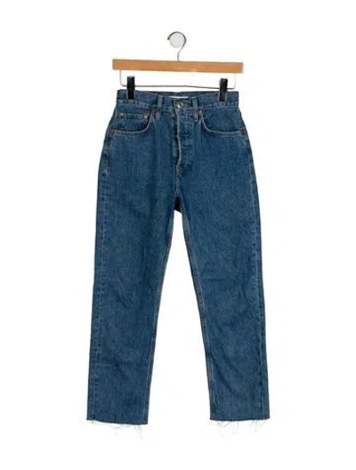 Pre-owned Re/done Mid-rise Straight Leg Jeans In Blue