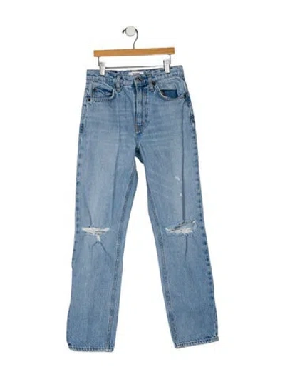 Pre-owned Re/done Mid-rise Straight Leg Jeans In Blue