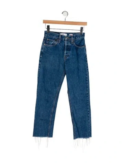 Pre-owned Re/done Mid-rise Straight Leg Jeans In Blue
