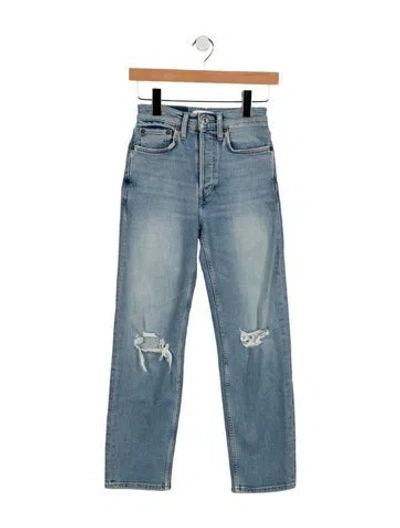 Pre-owned Re/done Mid-rise Straight Leg Jeans In Blue