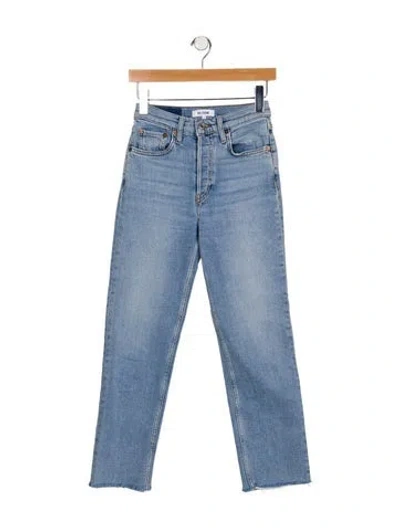 Pre-owned Re/done Mid-rise Straight Leg Jeans In Blue