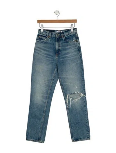 Pre-owned Re/done Mid-rise Straight Leg Jeans In Blue