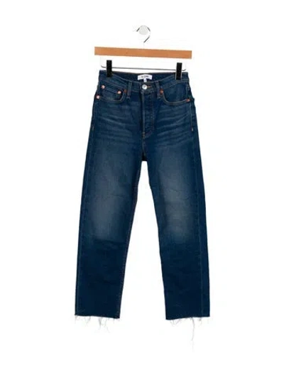 Pre-owned Re/done Mid-rise Straight Leg Jeans In Blue