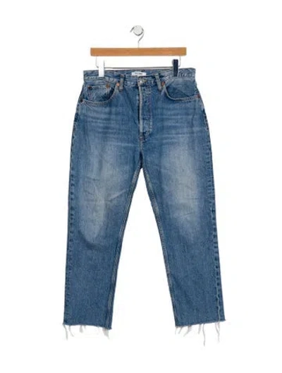 Pre-owned Re/done Mid-rise Straight Leg Jeans In Blue
