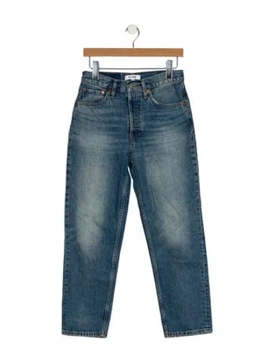 Pre-owned Re/done Mid-rise Straight Leg Jeans In Blue