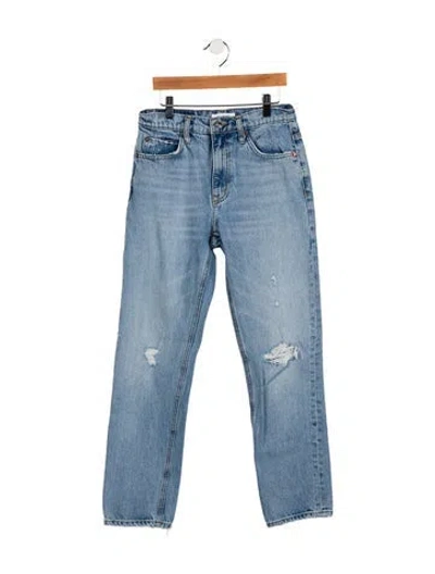 Pre-owned Re/done Mid-rise Straight Leg Jeans In Blue