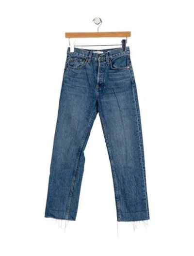 Pre-owned Re/done Mid-rise Straight Leg Jeans In Blue