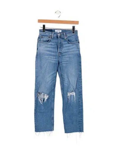 Pre-owned Re/done Mid-rise Straight Leg Jeans In Blue