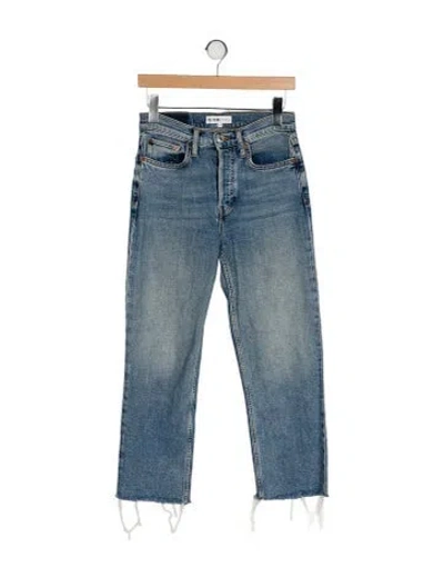 Pre-owned Re/done Mid-rise Straight Leg Jeans In Blue