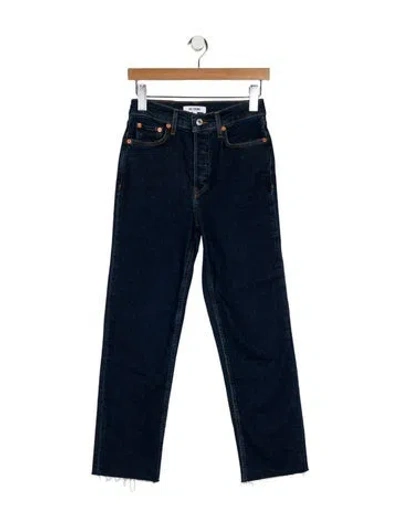 Pre-owned Re/done Mid-rise Straight Leg Jeans In Blue