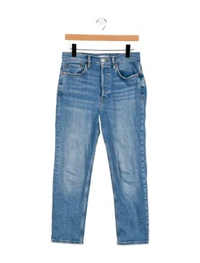Pre-owned Re/done Mid-rise Straight Leg Jeans In Blue