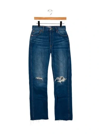 Pre-owned Re/done Mid-rise Straight Leg Jeans In Blue