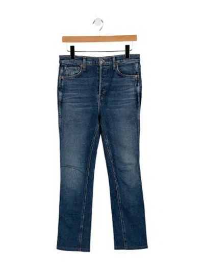 Pre-owned Re/done Mid-rise Straight Leg Jeans In Blue
