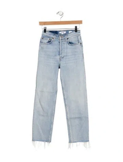 Pre-owned Re/done Mid-rise Straight Leg Jeans In Blue