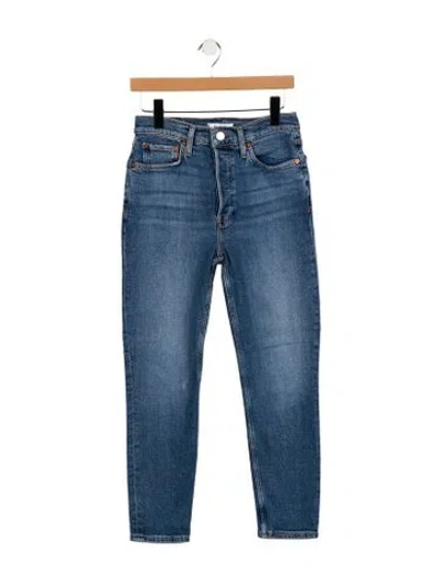 Pre-owned Re/done Mid-rise Straight Leg Jeans In Blue