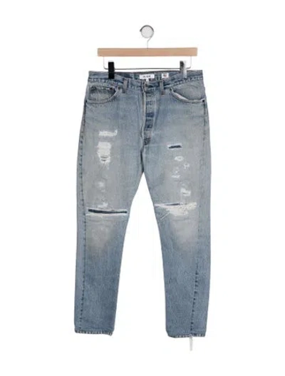 Pre-owned Re/done Mid-rise Straight Leg Jeans In Blue