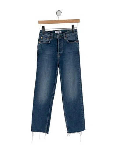 Pre-owned Re/done Mid-rise Straight Leg Jeans In Blue