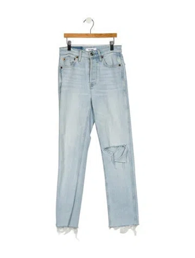 Pre-owned Re/done Mid-rise Straight Leg Jeans In Blue