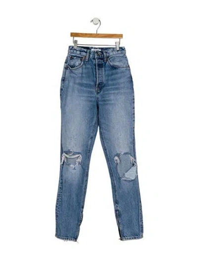 Pre-owned Re/done Mid-rise Straight Leg Jeans In Blue