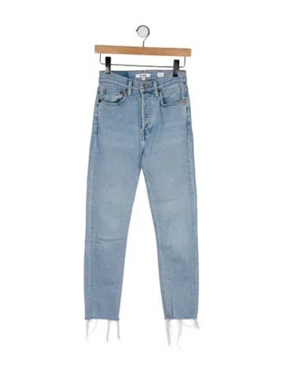 Pre-owned Re/done Mid-rise Straight Leg Jeans In Blue